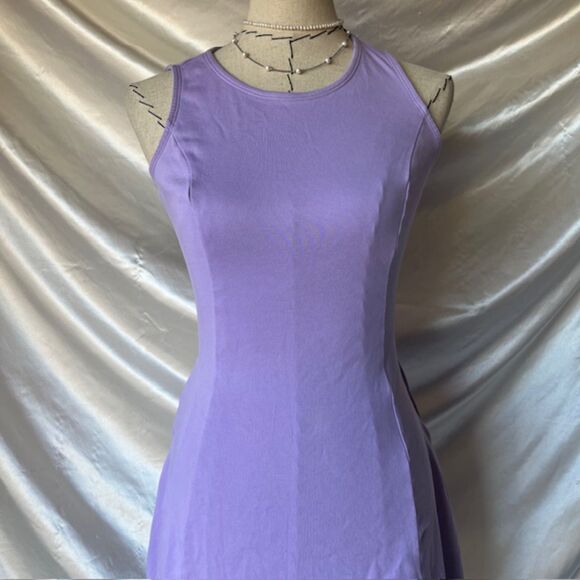 New York & Company Purple Tennis Like Stripped Dress - Picture 2 of 7